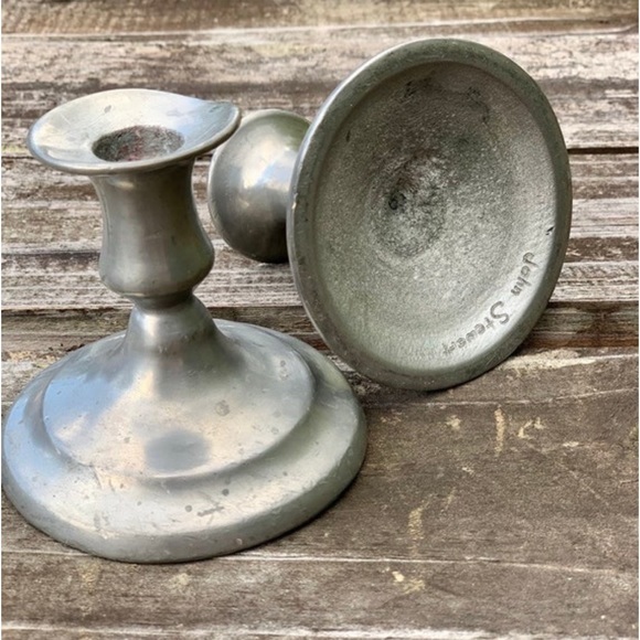 Accents Pair Of Pewter Candlesticks Candle Holders Vintage John